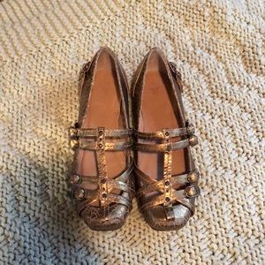 NWT Frye Anna MultiStrap Gold Flats
